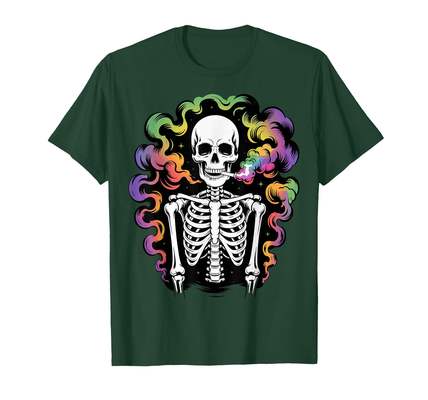 Smoking Skeleton Vintage Gothic Halloween Art T-Shirt