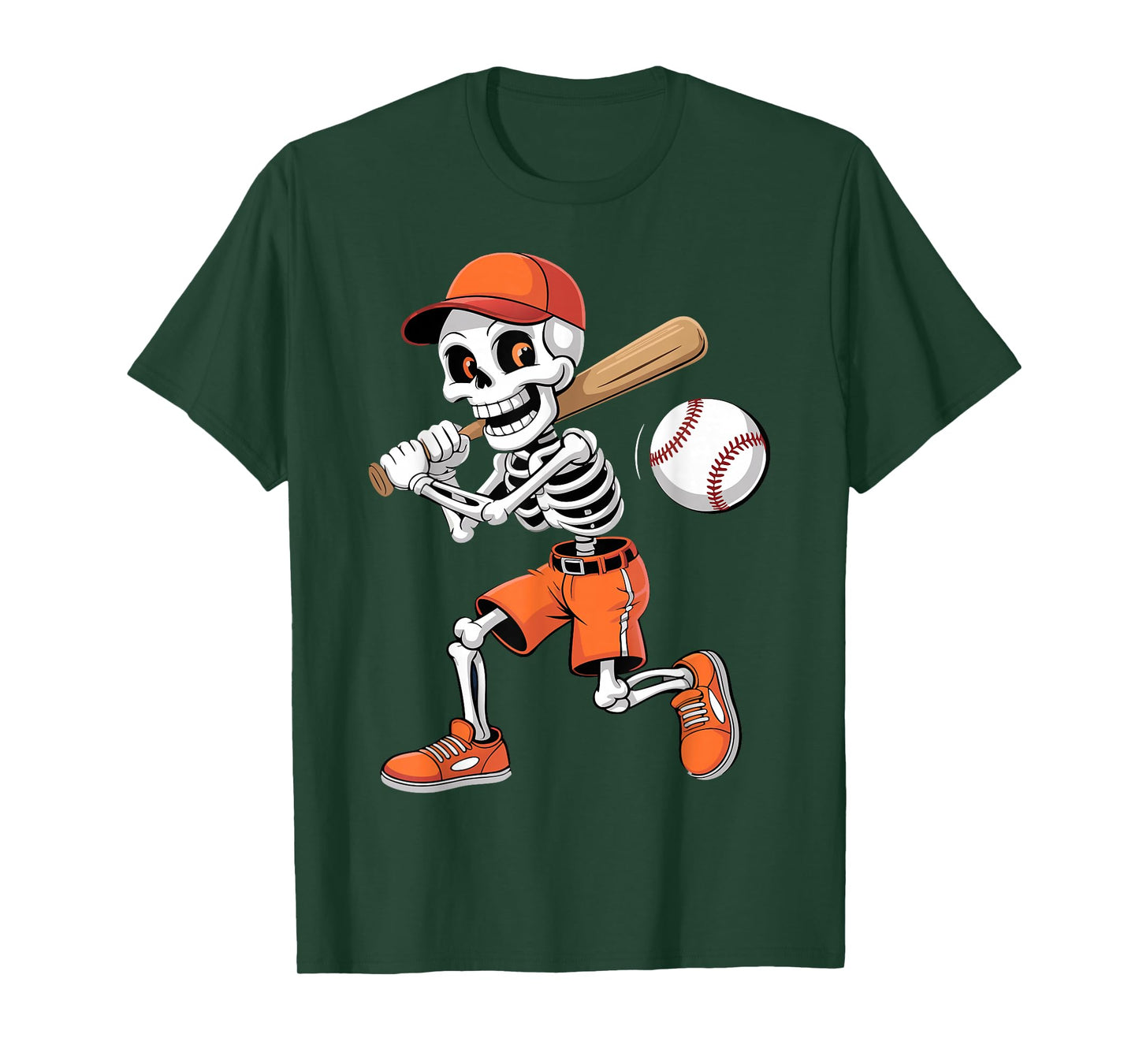 Skeleton Baseball Player Funny Halloween Costume Boys Teens T-Shirt