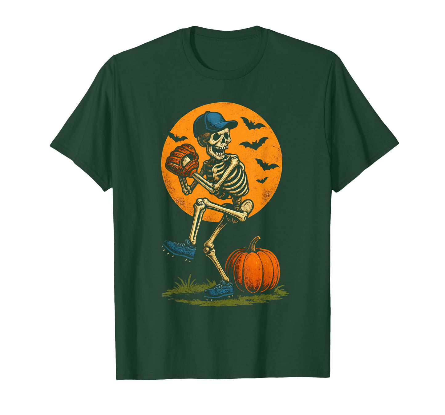 Skeleton Baseball Pitcher Funny Halloween Baseball Lover T-Shirt