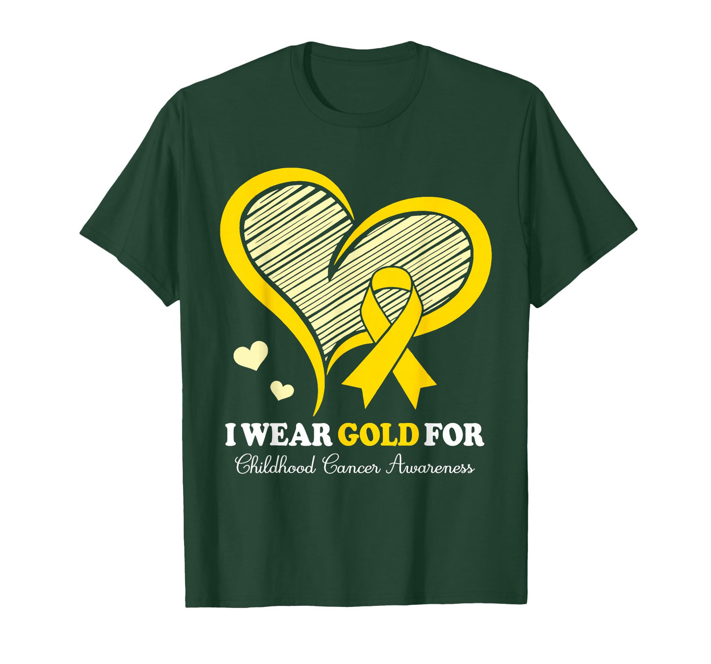 I Wear Gold For Childhood Cancer Hope and Support Cute Heart T-Shirt