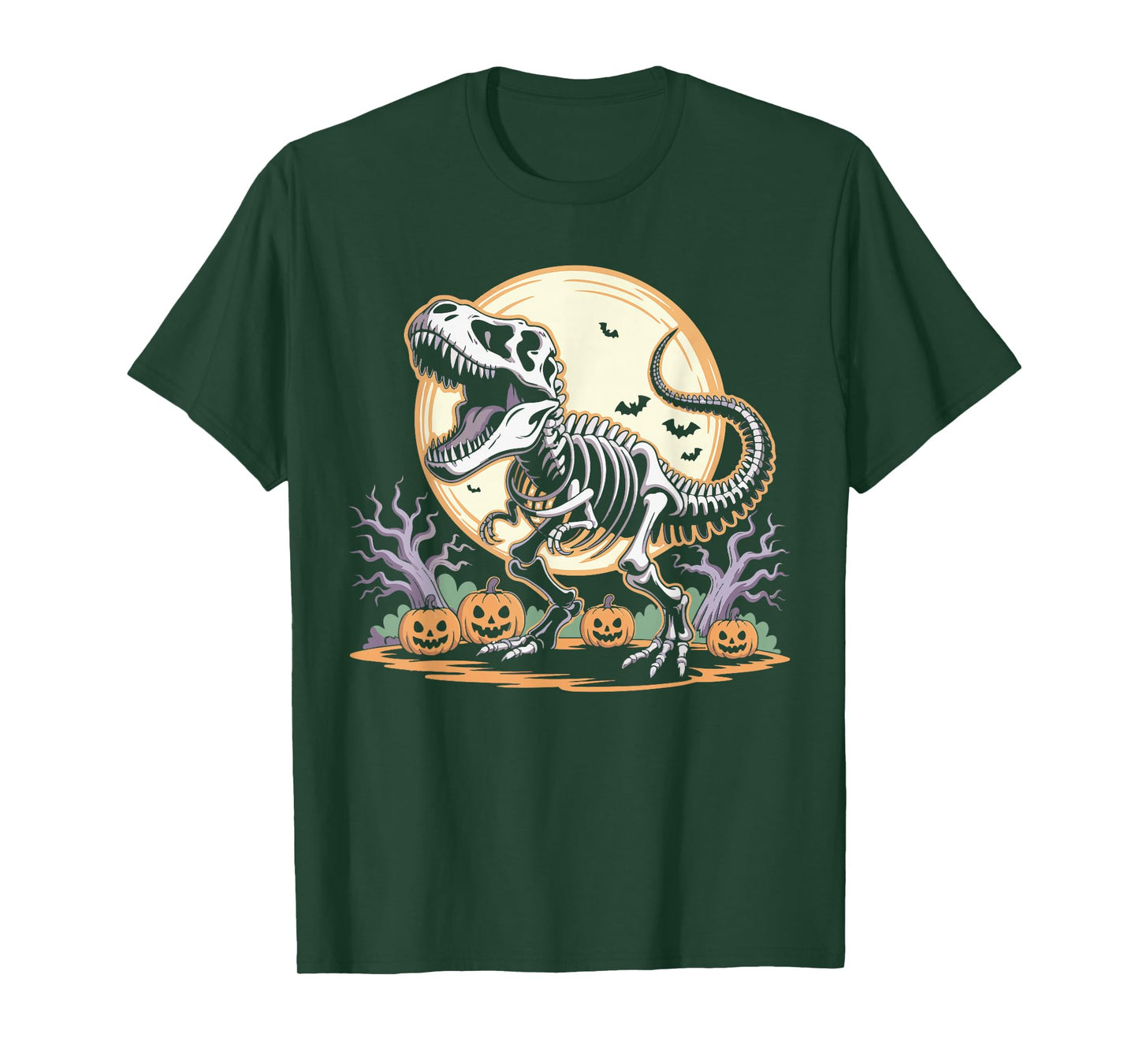 T Rex Skeleton Dinosaur Pumpkin Spooky Halloween Costume T-Shirt