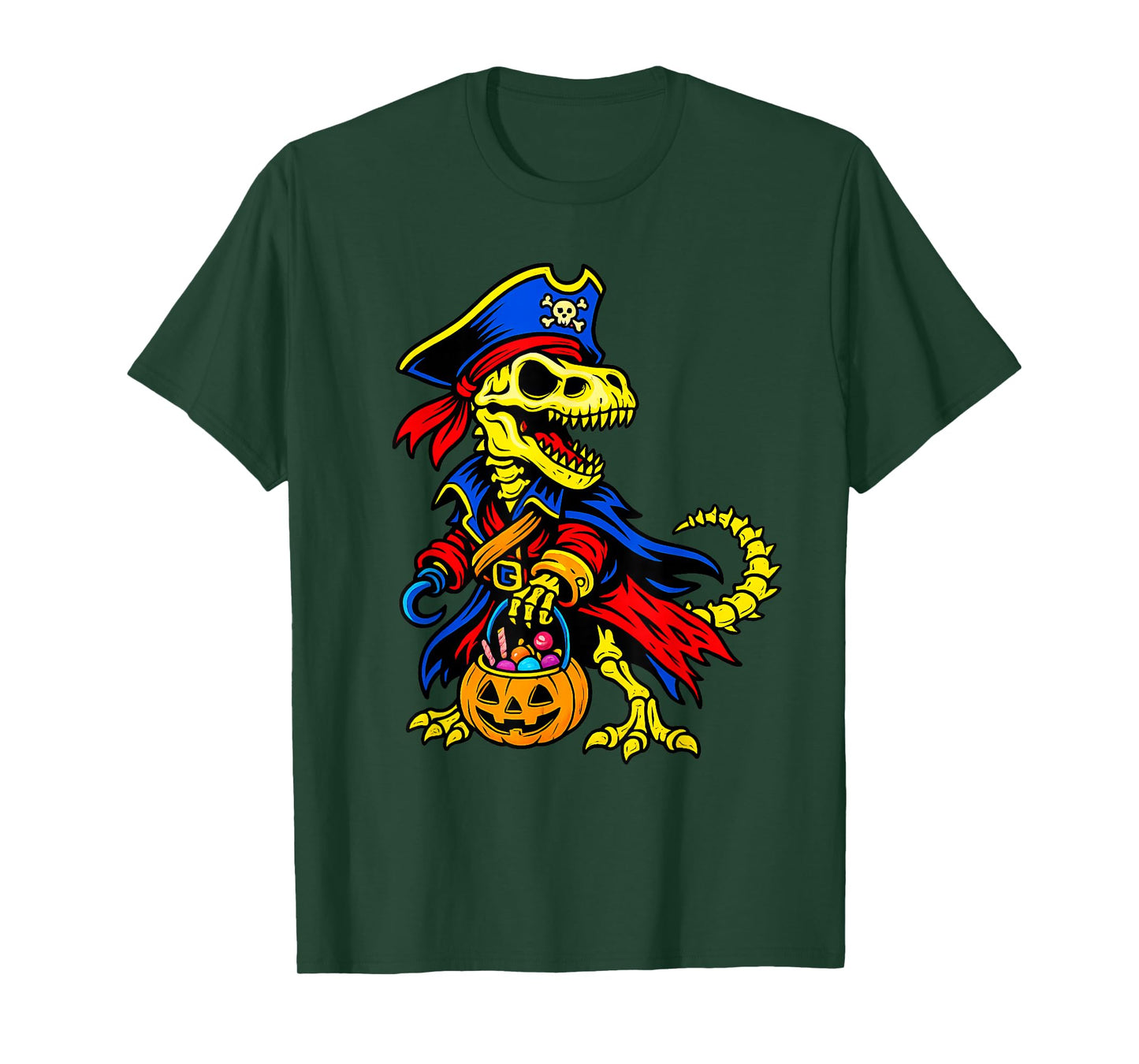Skeleton Pirate Pumpkin Halloween T-Shirt