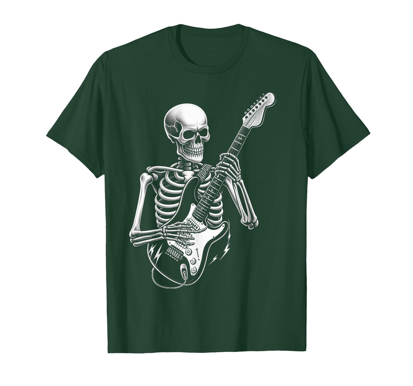 Skeleton Playing Electric Guitar for Halloween Men Women T-Shirt