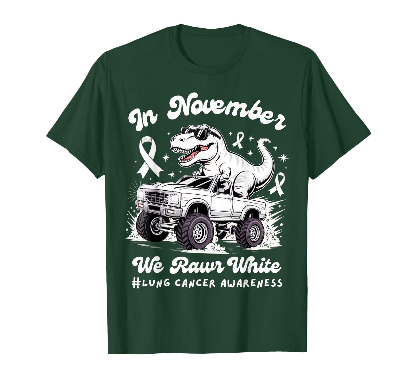 Lung Cancer Support Squad T-Rex Dino Kids Boy Toddler Family T-Shirt