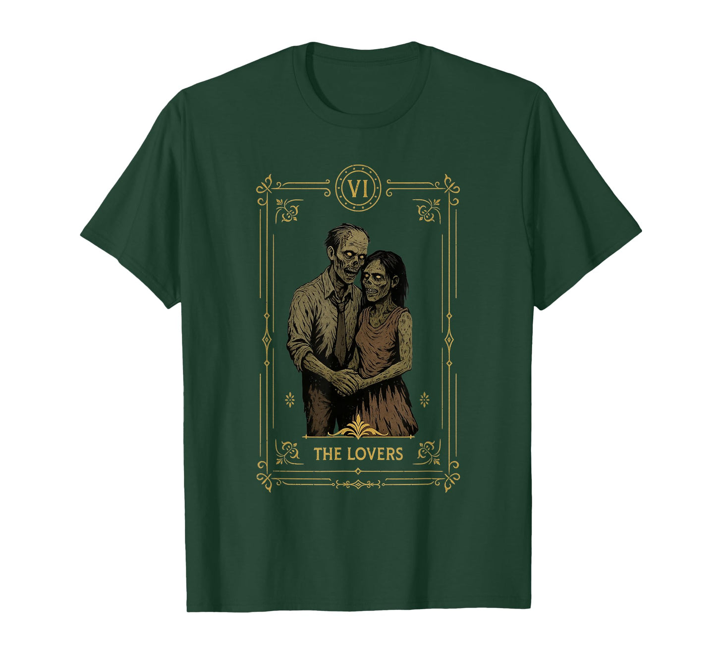 The Lovers Tarot Card Halloween Vintage Zombie Spooky Gothic T-Shirt