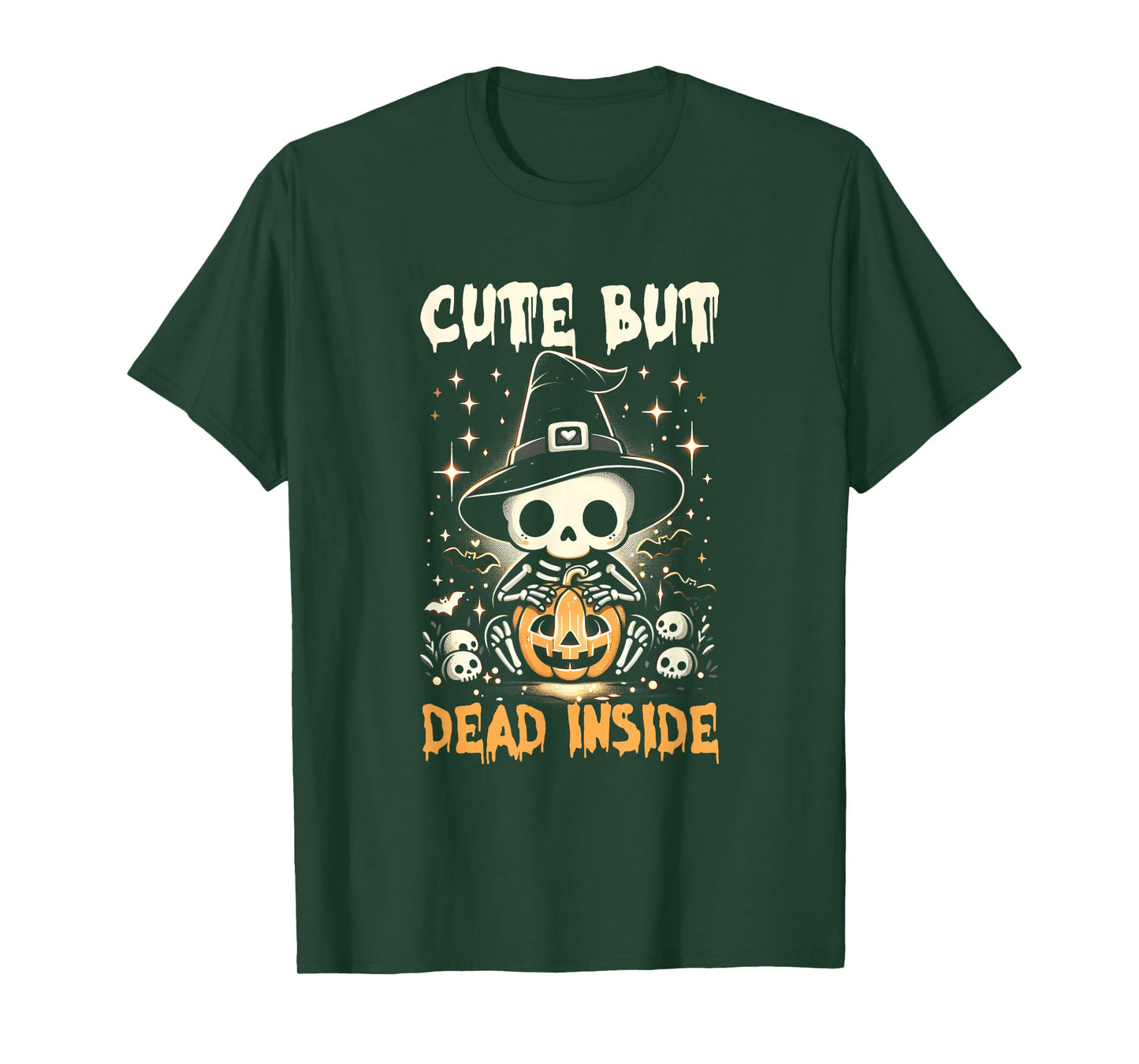 Cute But Dead-Inside Spooky Skeleton Halloween Design Bats T-Shirt