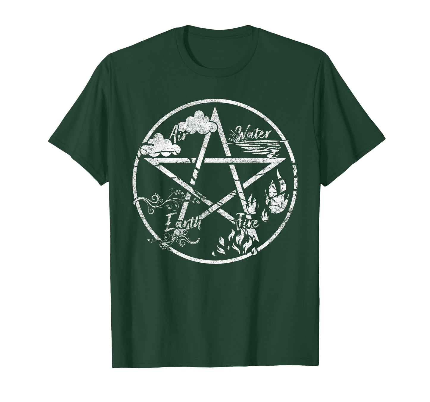 Pentagram Air Fire Water Spirit Earth Pagan Witchcraft Wicca T-Shirt