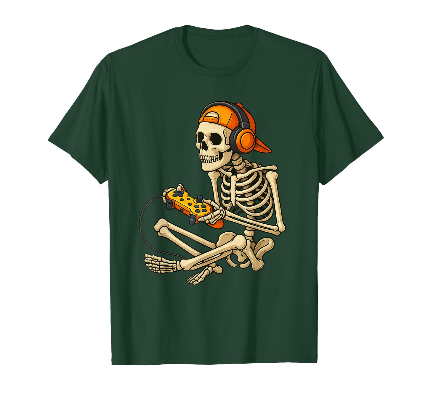 Halloween Skeleton Gamer Video Gaming Boys Men Kids Tees T-Shirt