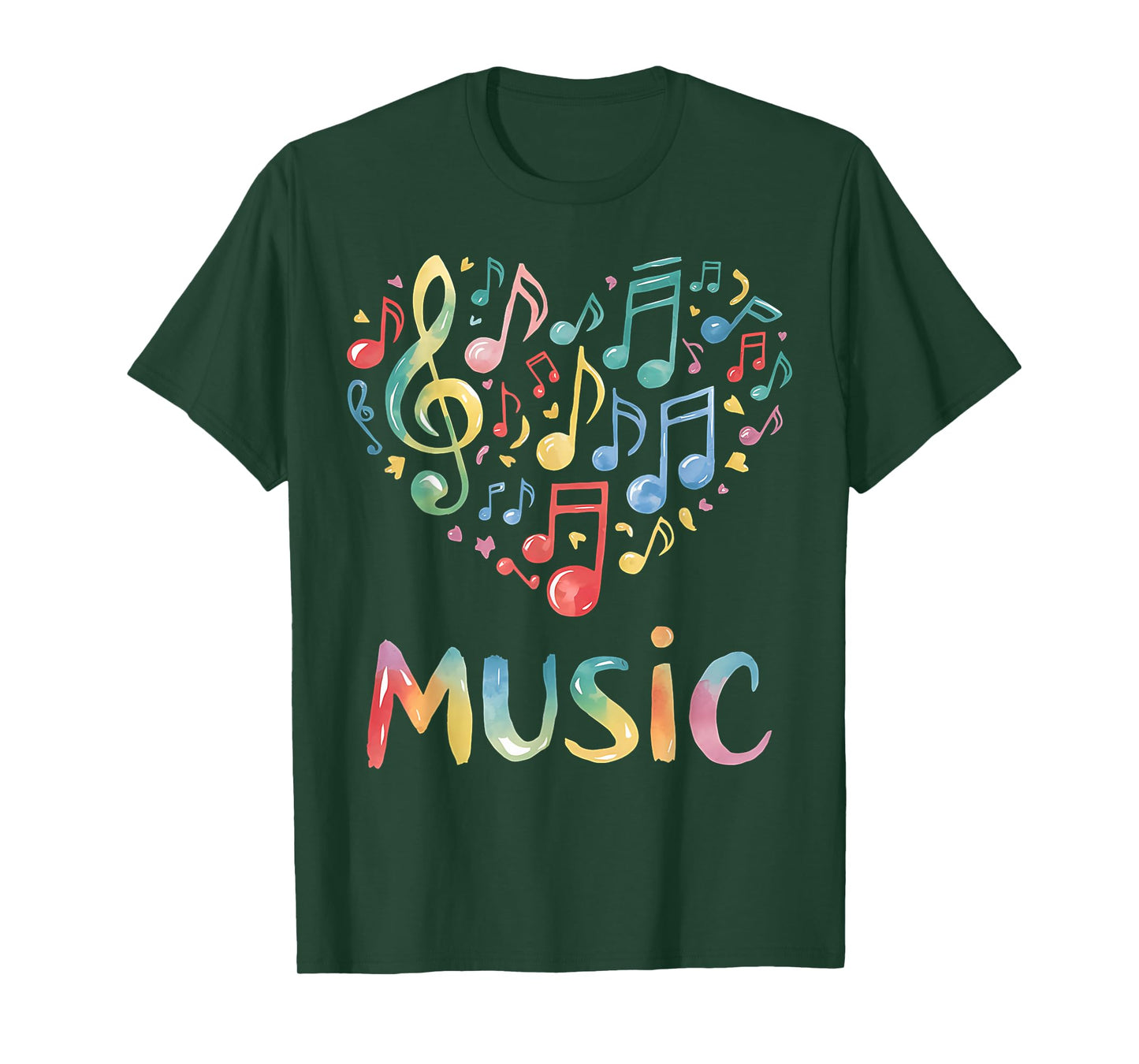 Music Lover Colorful Musical Notes Treble Clef Heart T-Shirt