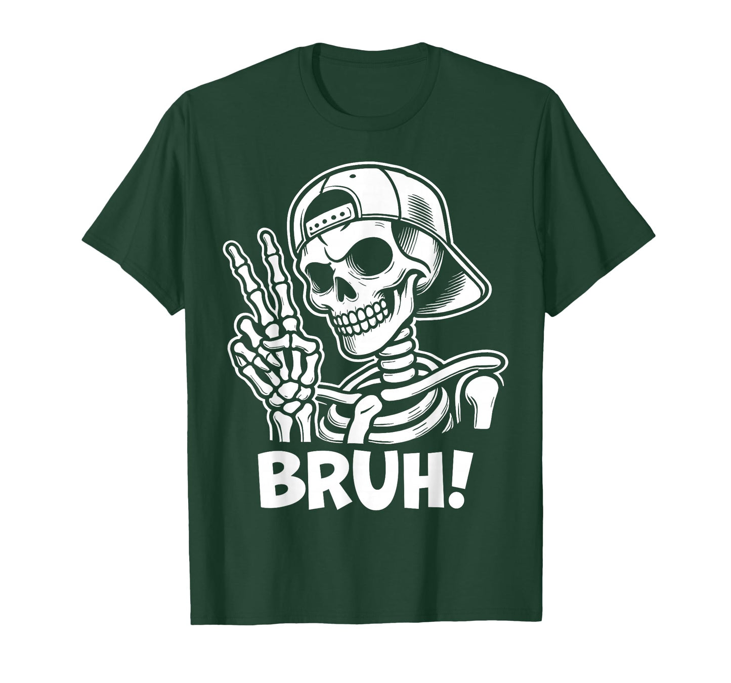 Bruh Skeleton Hand Peace Sign Halloween Skeleton Hand Sign T-Shirt
