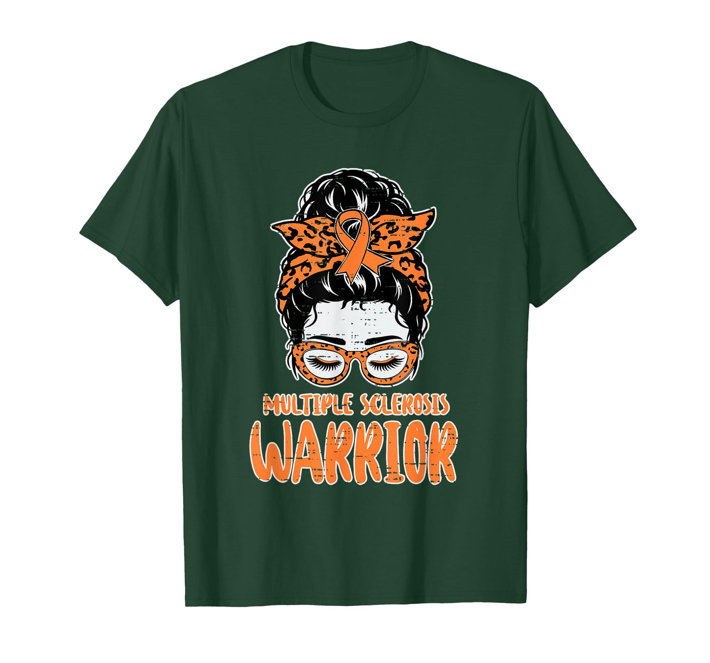 Multiple Sclerosis Warrior MS Awareness Women Messy Bun Hair T-Shirt