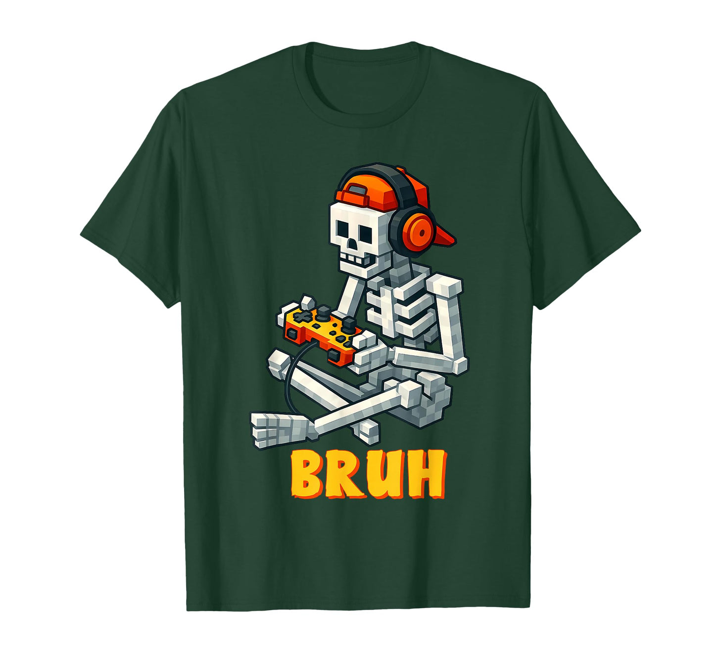 Bruh Skeleton Video Game Halloween Gaming Gamer Boys Men T-Shirt