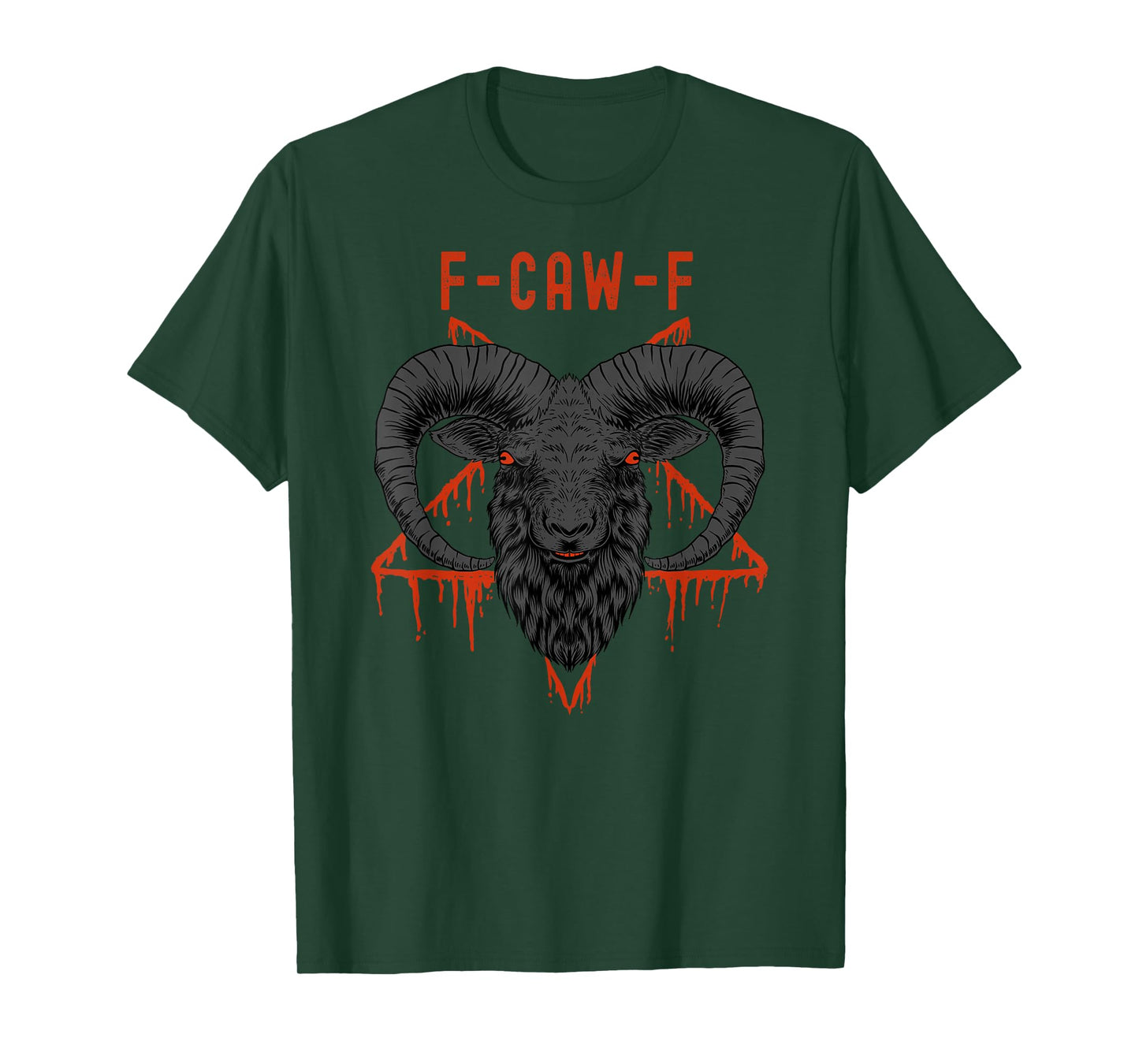 F-Caw-F Baphomet with Pentagram, Gothic Style Adult Humor T-Shirt