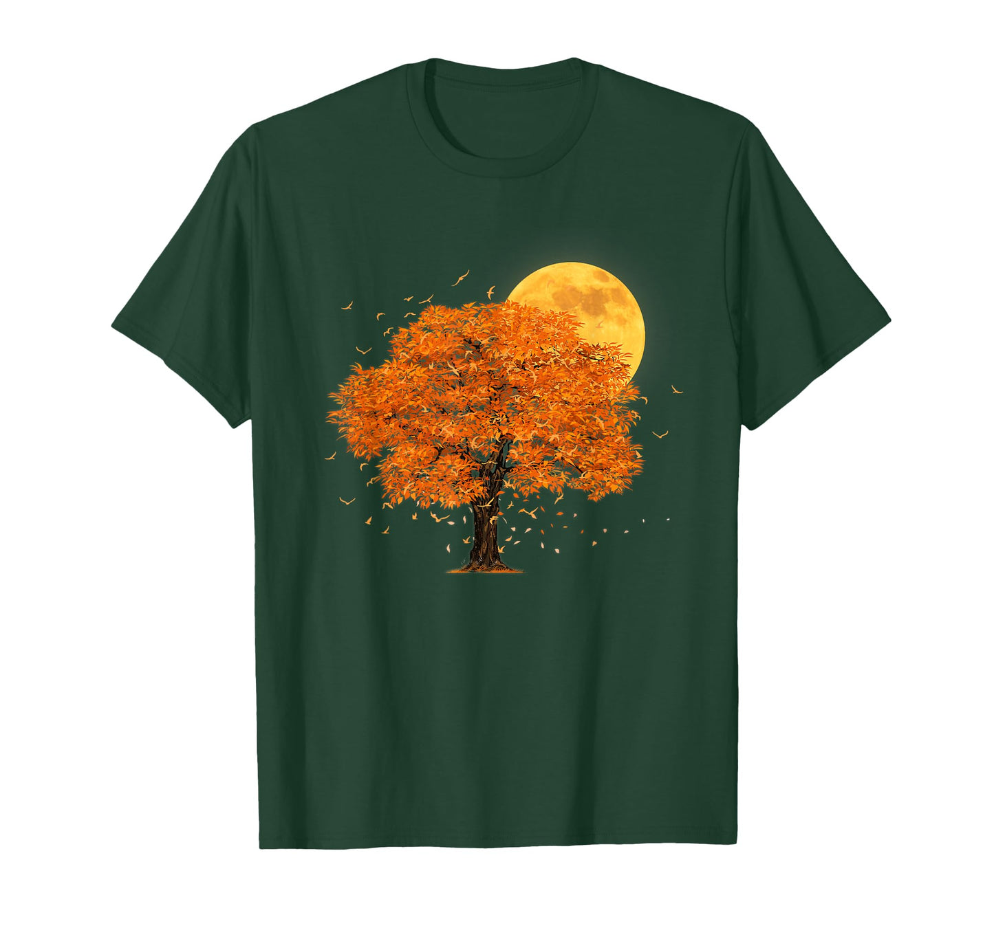 Full Moon Flock Of Birds Tree Outdoor Wildlife Nature Forest T-Shirt