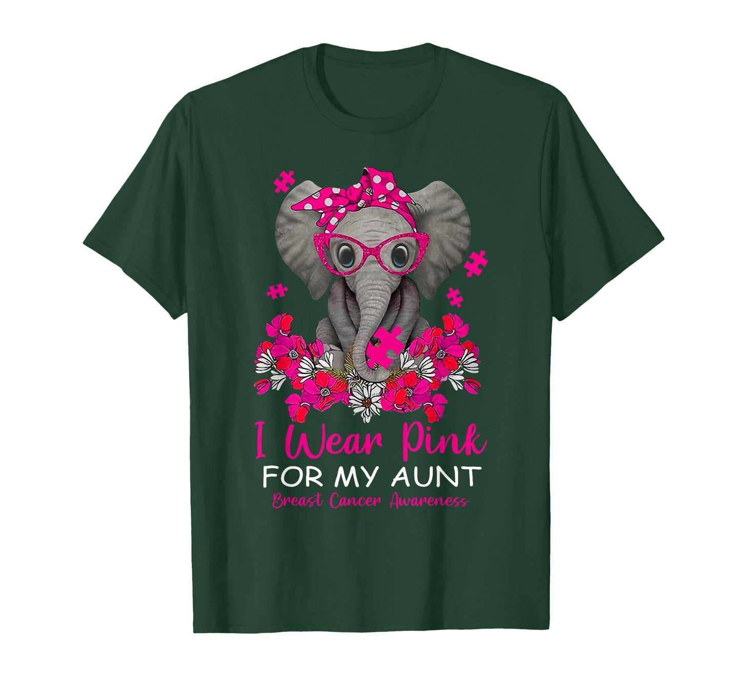 I Wear Pink For My Aunt Elephant Breast Cancer Awareness T-Shirt