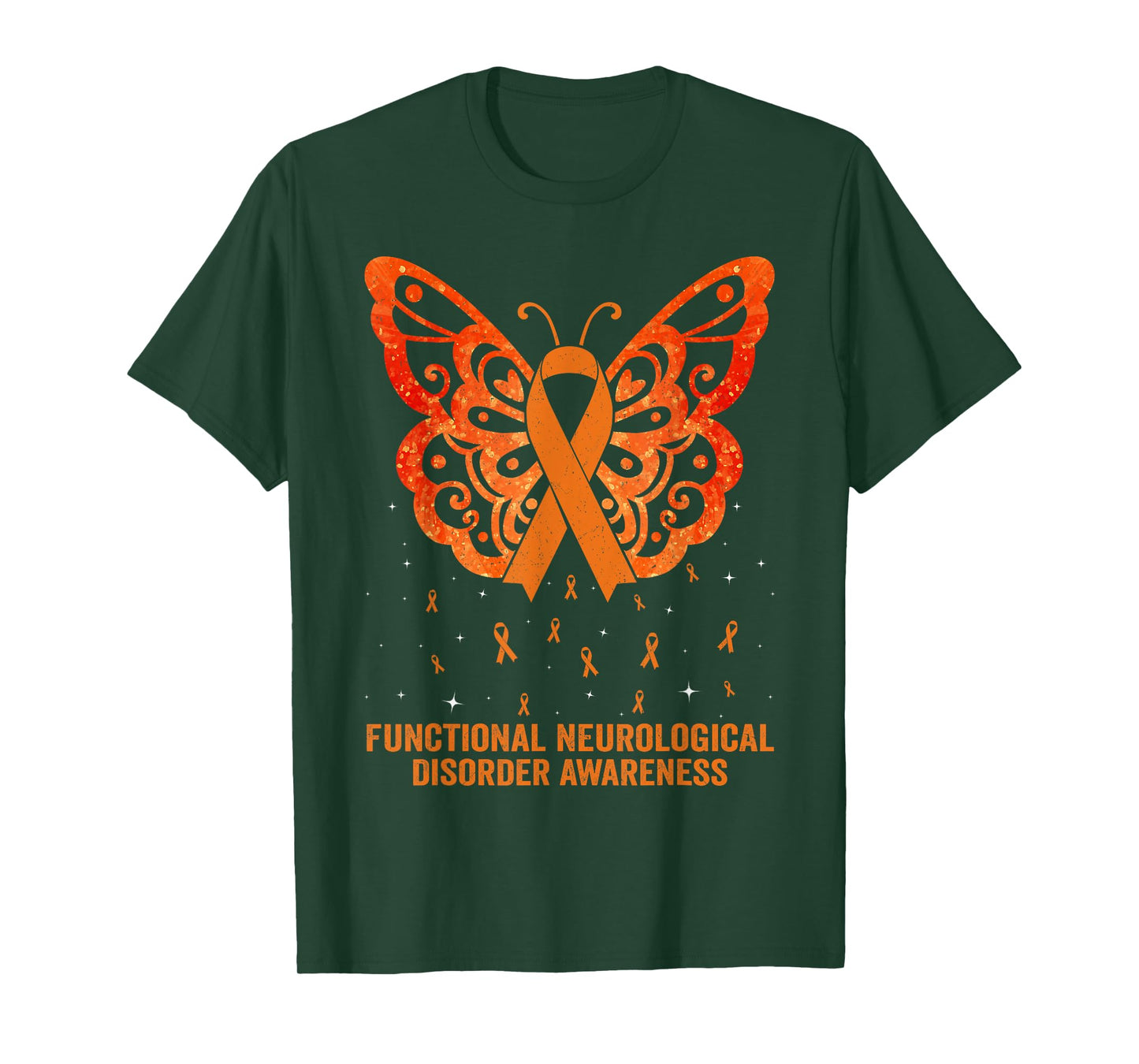 Functional Neurological Disorder Awareness Orange Butterfly T-Shirt