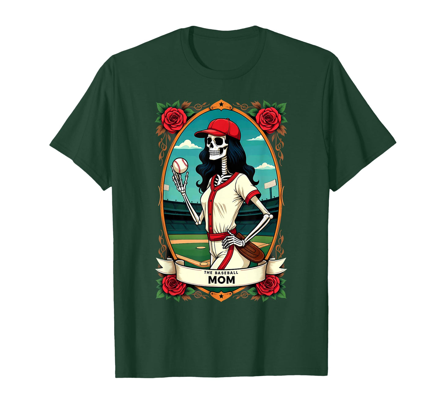 Gothic Tarot Card Baseball Mom Skeleton T-Shirt