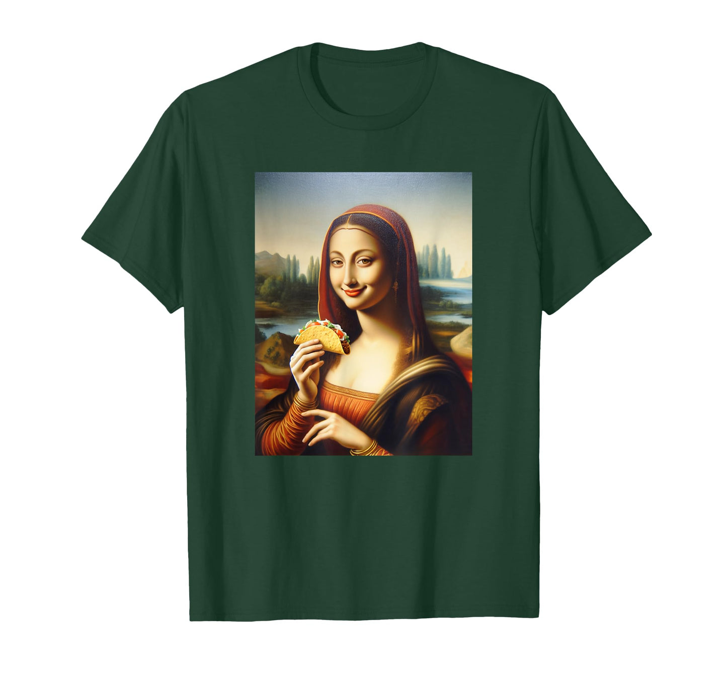 Happy Mona Lisa Holding A Taco Funny T-Shirt