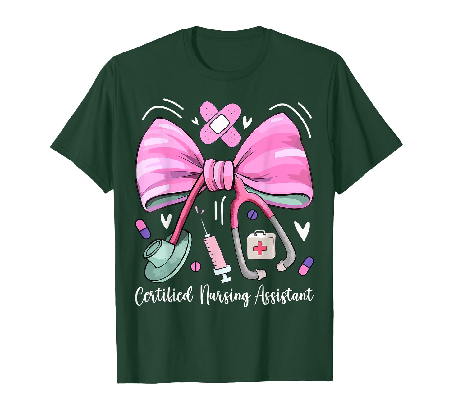 Certified Nursing Assistant CNA Stethoscope Coquette Bow T-Shirt