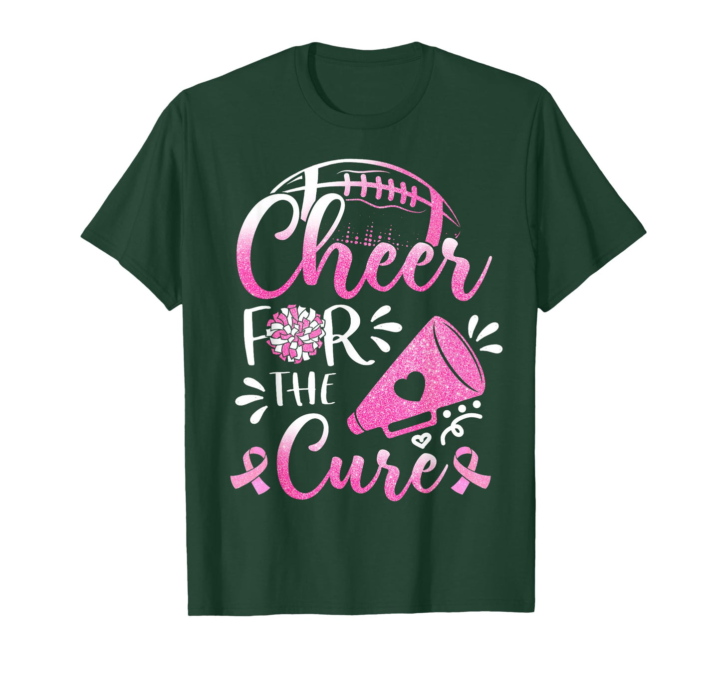 Womens Breast Cancer Awareness Cheer For The Cure Football T-Shirt