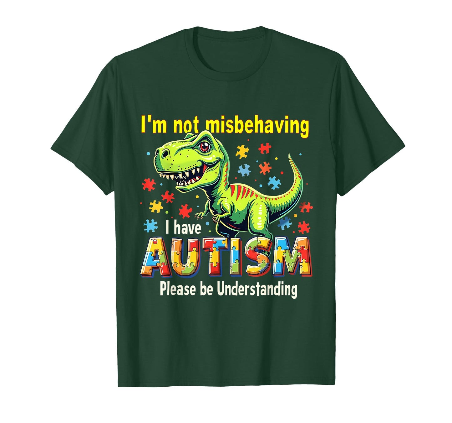I Have Autism Cute Dinosaur Autism Awareness Month Design T-Shirt