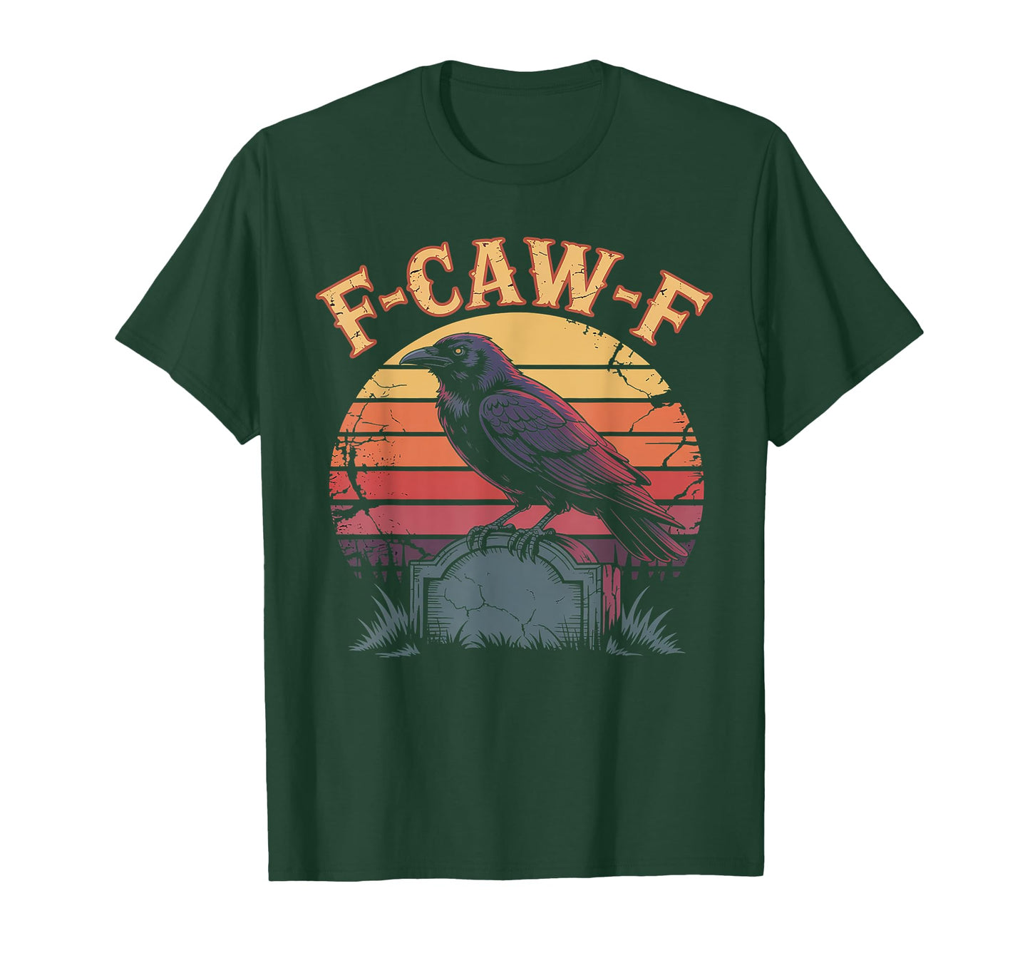 Retro Crow T-Shirt - Funny F-Caw-F Black Raven Bird Graphic T-Shirt