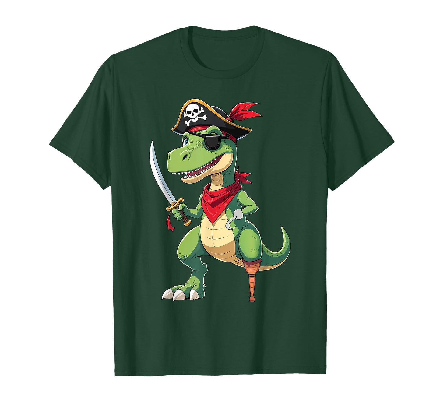 Pirate Dinosaur T Rex Funny Kids Boys Halloween Costume T-Shirt