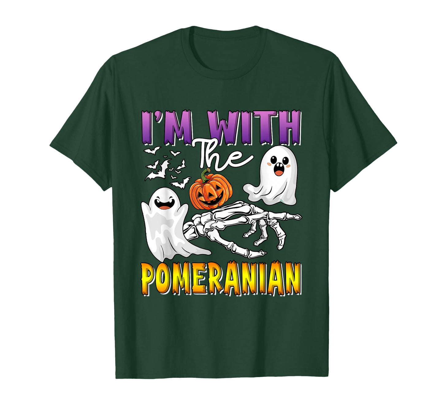 I'm with Pomeranian Halloween Boo Ghost Funny Single Owner T-Shirt