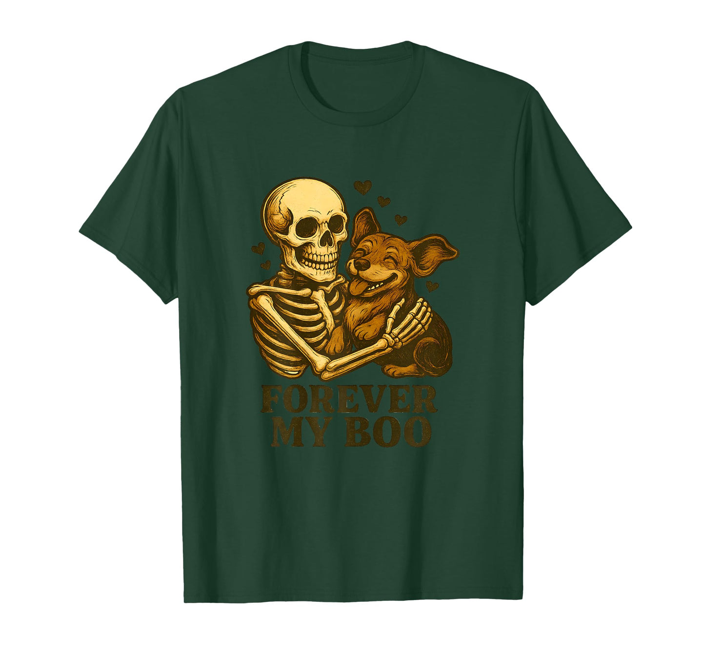 Womens Forever My Boo Skeleton Dachshund Funny Halloween Couple T-Shirt
