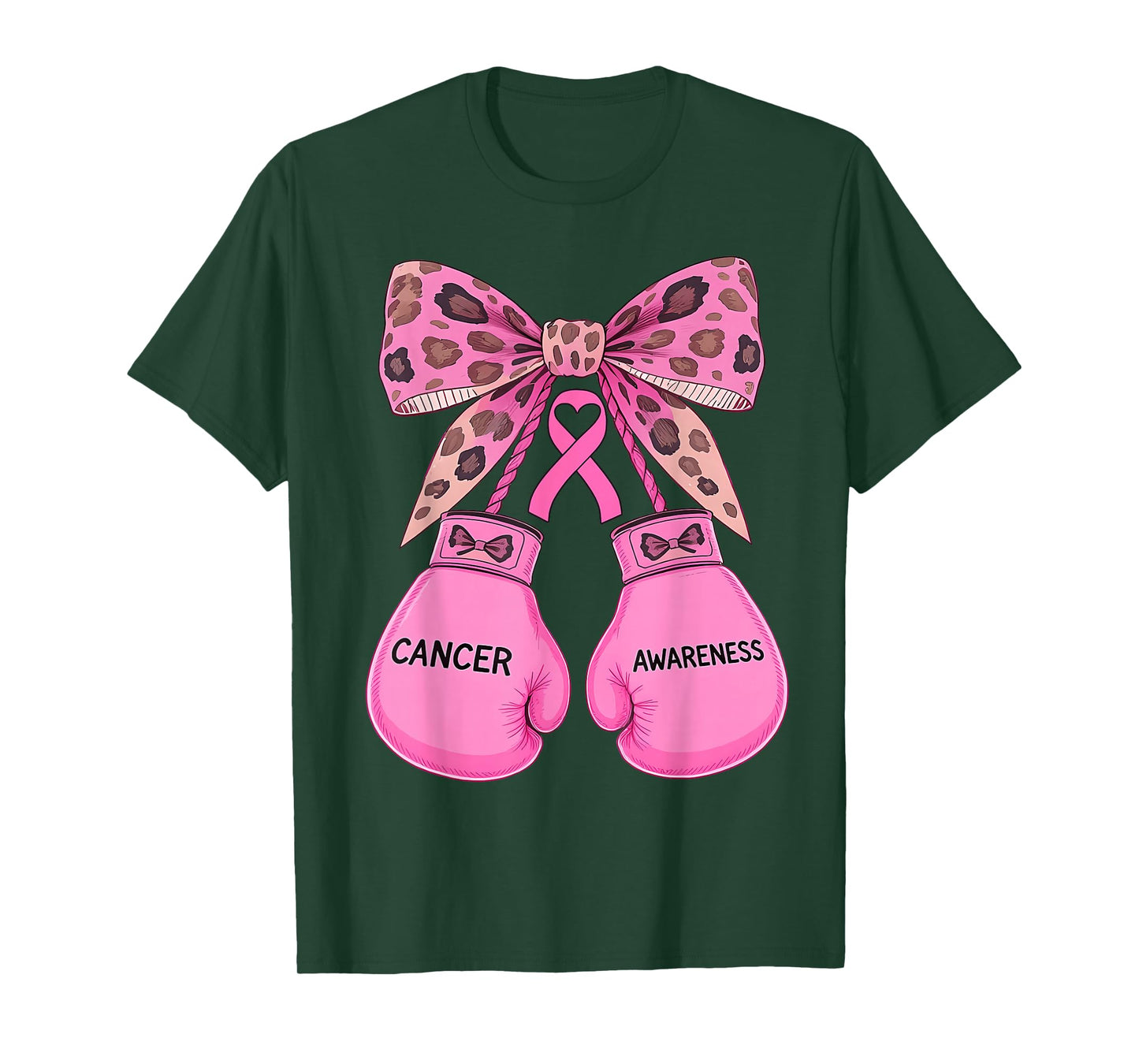 Cute Coquette Bow Pink Ribbon Boxing Breast Cancer Awareness T-Shirt