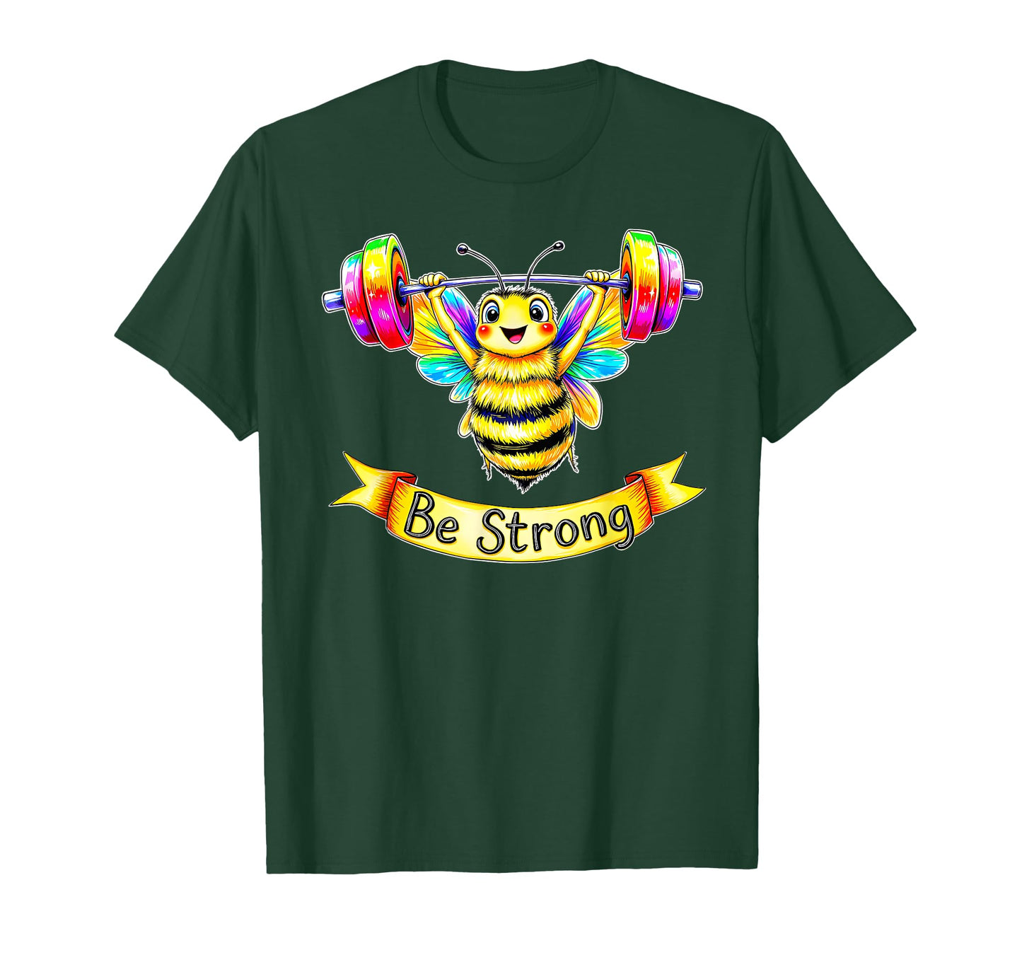 Be Strong Cute Bumblebee Lifting Weights Motivational T-Shirt