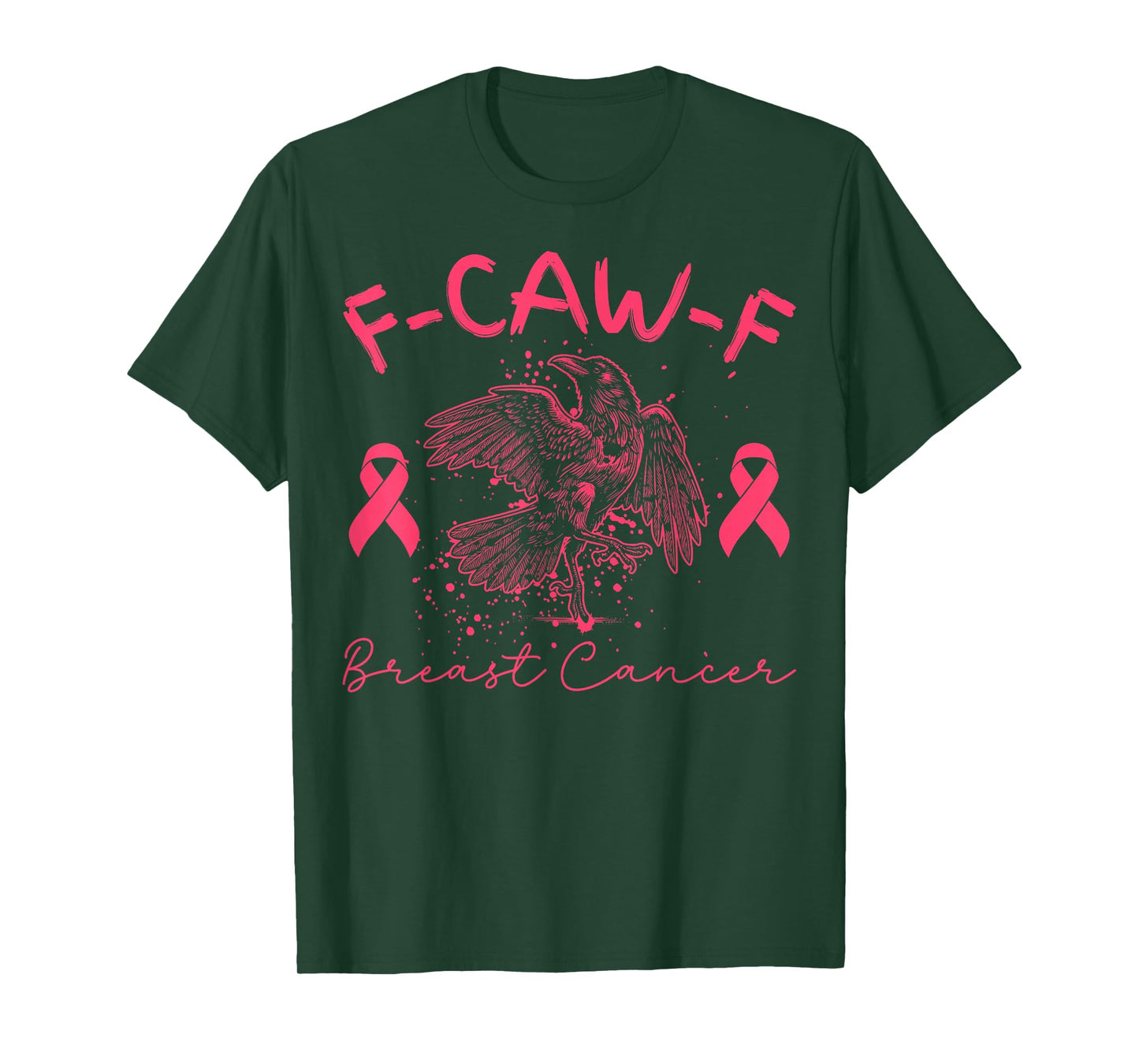 F Caw F Crow Raven Breast Cancer Awareness Pink Ribbon T-Shirt