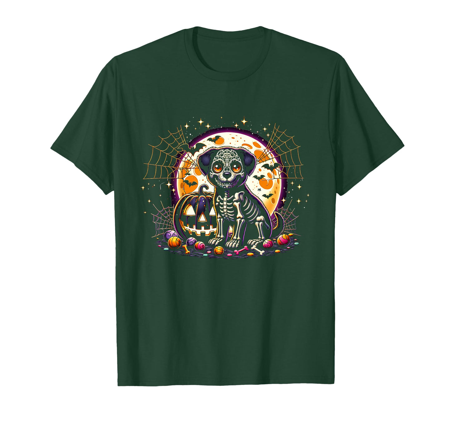 Halloween Puppy Dog Skeleton Lazy Costume T-Shirt