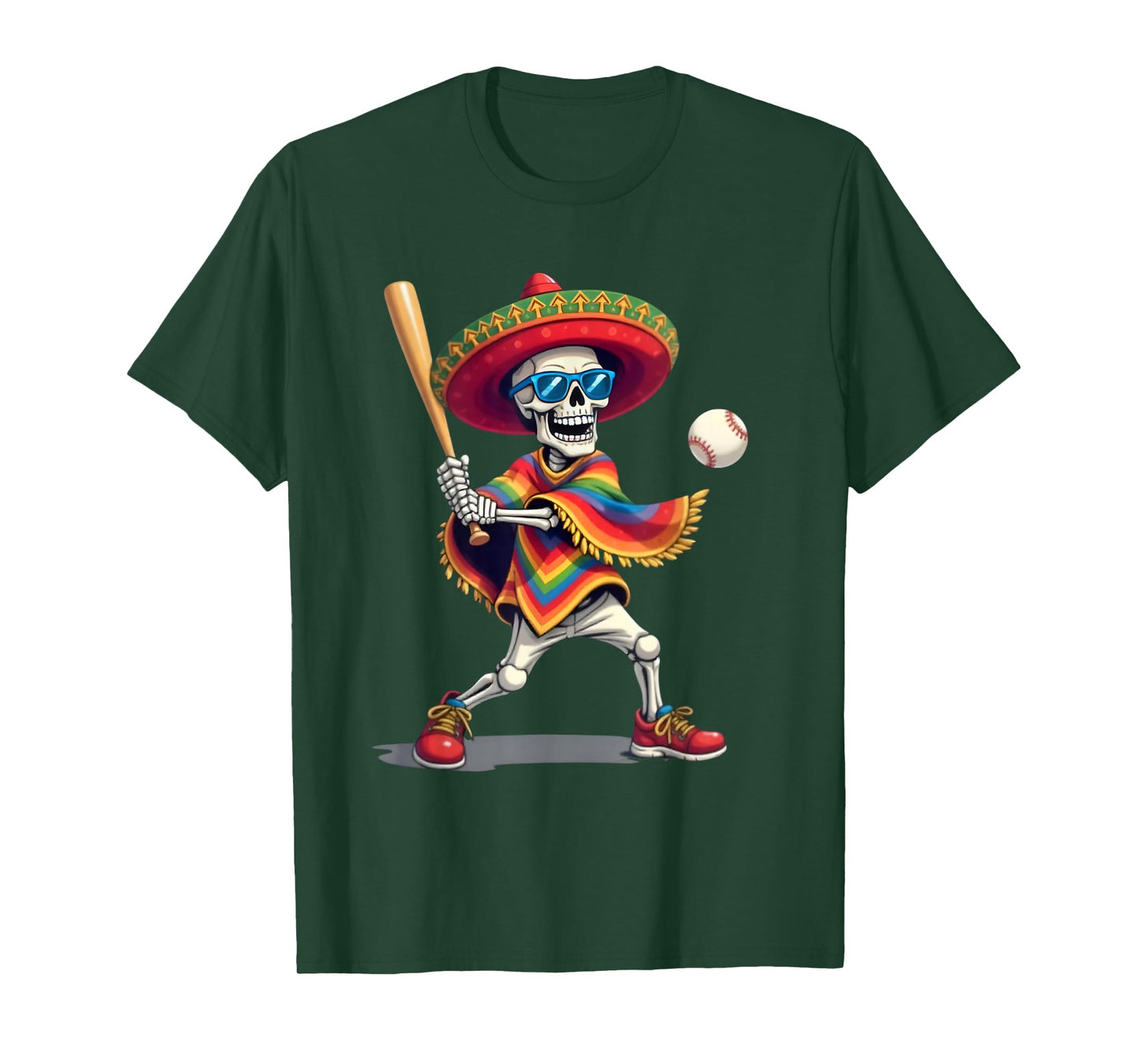 Mariachi Skeleton Baseball Cinco De Mayo Mexican Sombrero T-Shirt