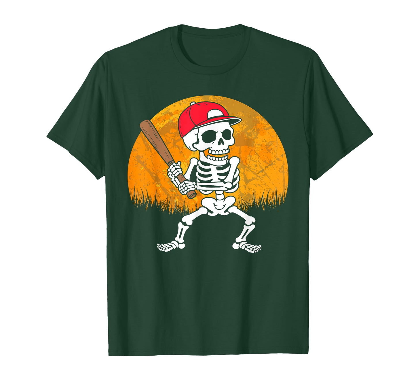 Baseball Skeleton Halloween Costume Baseball Player Men Boys T-Shirt