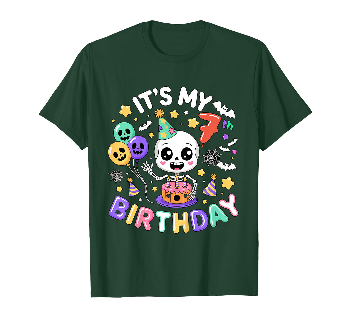 Its My 7th Birthday Skeleton Halloween Toddler Boy Girl T-Shirt