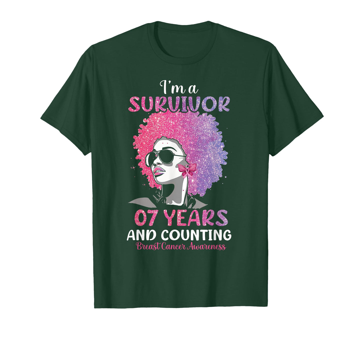I'm Survivor 7 Years and Counting Breast Cancer Awareness T-Shirt