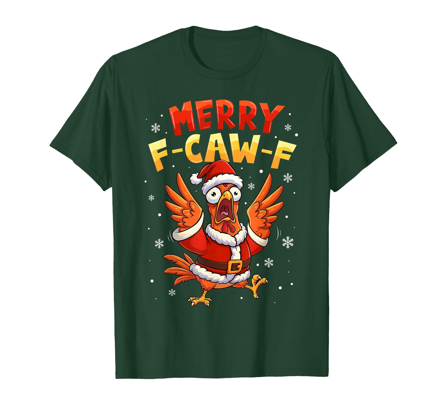 Merry F-Caw-F Chicken Rooster Xmas Christmas Pajamas Holiday T-Shirt