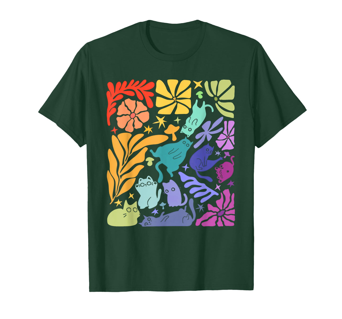Gay Rainbow Cats In Cats LGBT Boho Pride Month Men Women T-Shirt
