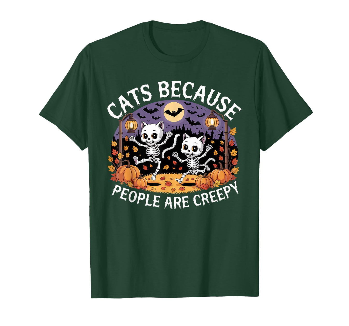Cats Because People are Creepy Ghost Halloween Cat Mom Kids T-Shirt