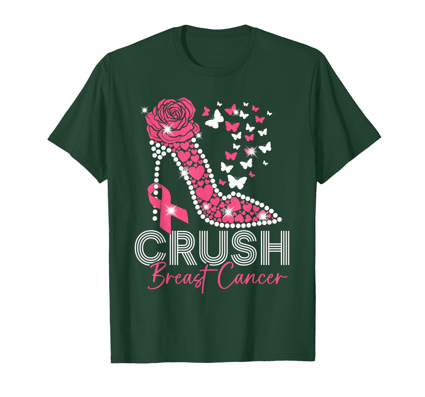 Crush Breast Cancer Awareness High Heels Pink Ribbon Womens T-Shirt