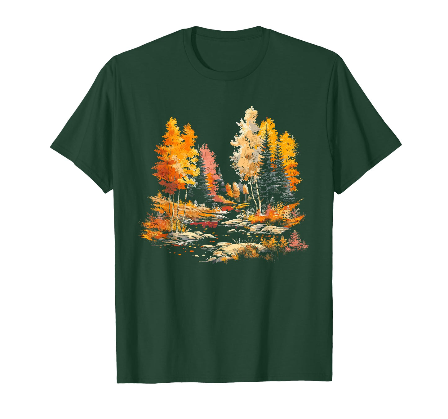 Colorful Forest, Trees and River, Natur Lover, Men, Women, T-Shirt