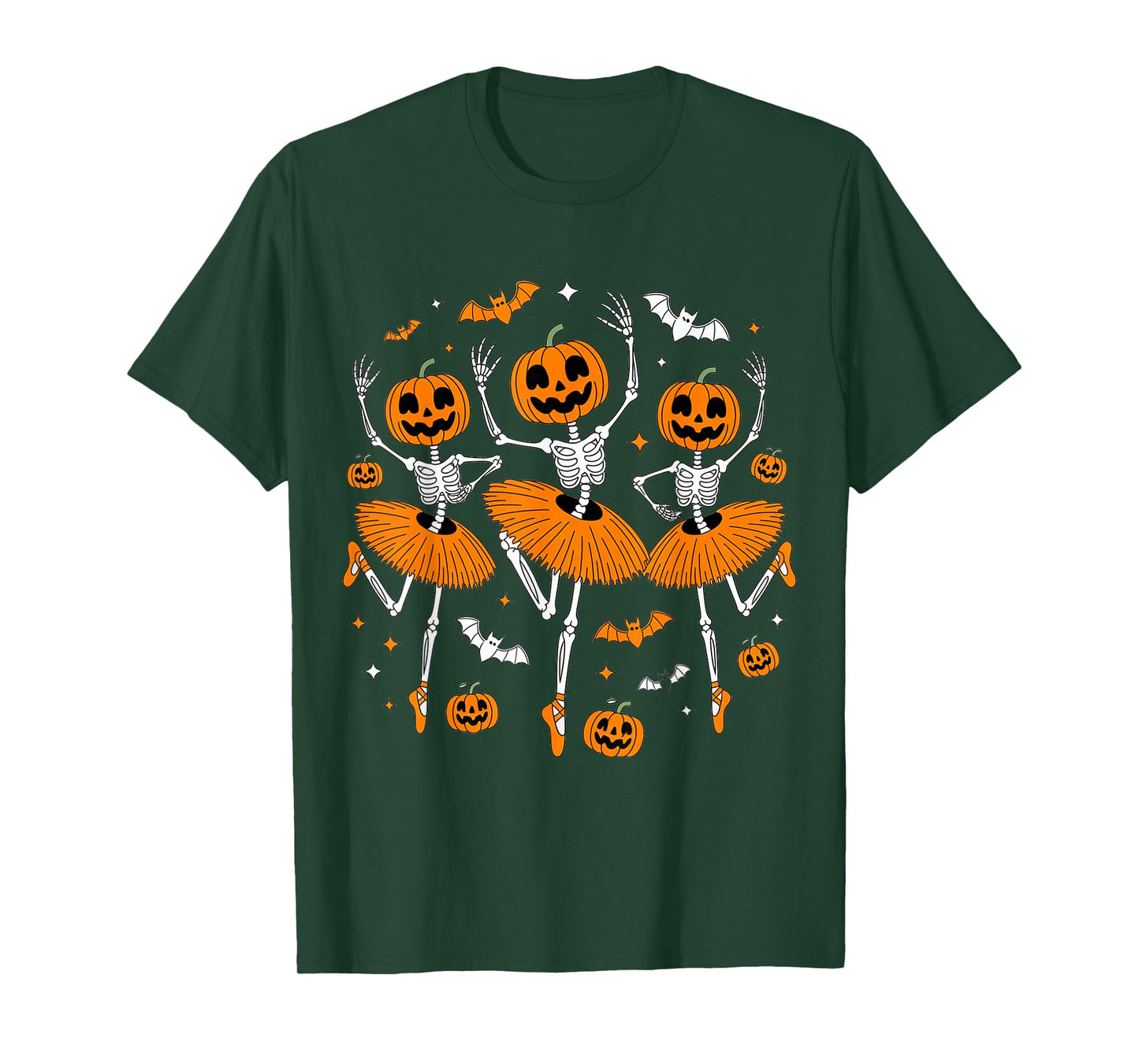 Ballet Pumpkin Skeleton Scary Halloween Men Women Boys Girl T-Shirt