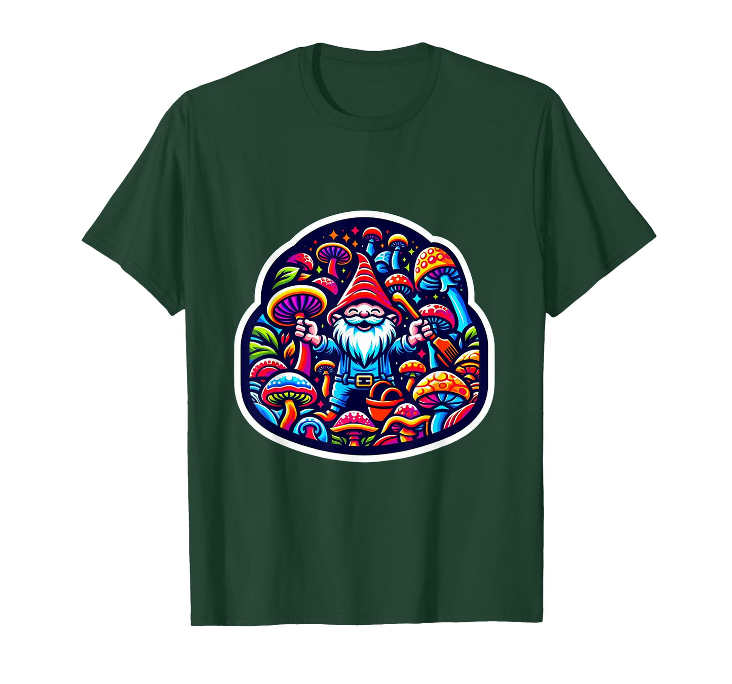 Trippy Gnome Mushroom Garden EDM Festival Rave Essential T-Shirt