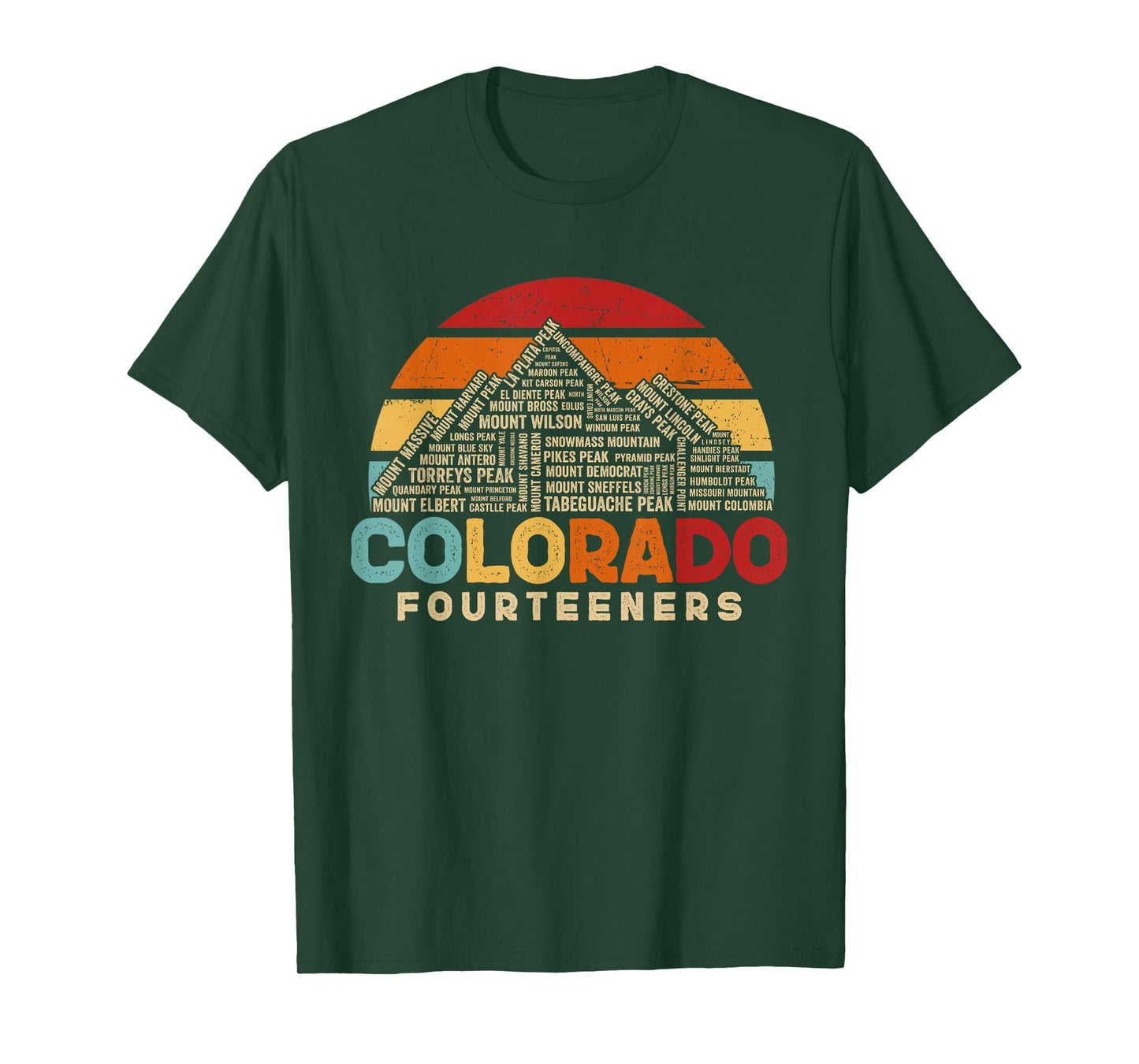 Colorado 14ers Fourteeners Rocky Mountain State Hiker Retro T-Shirt