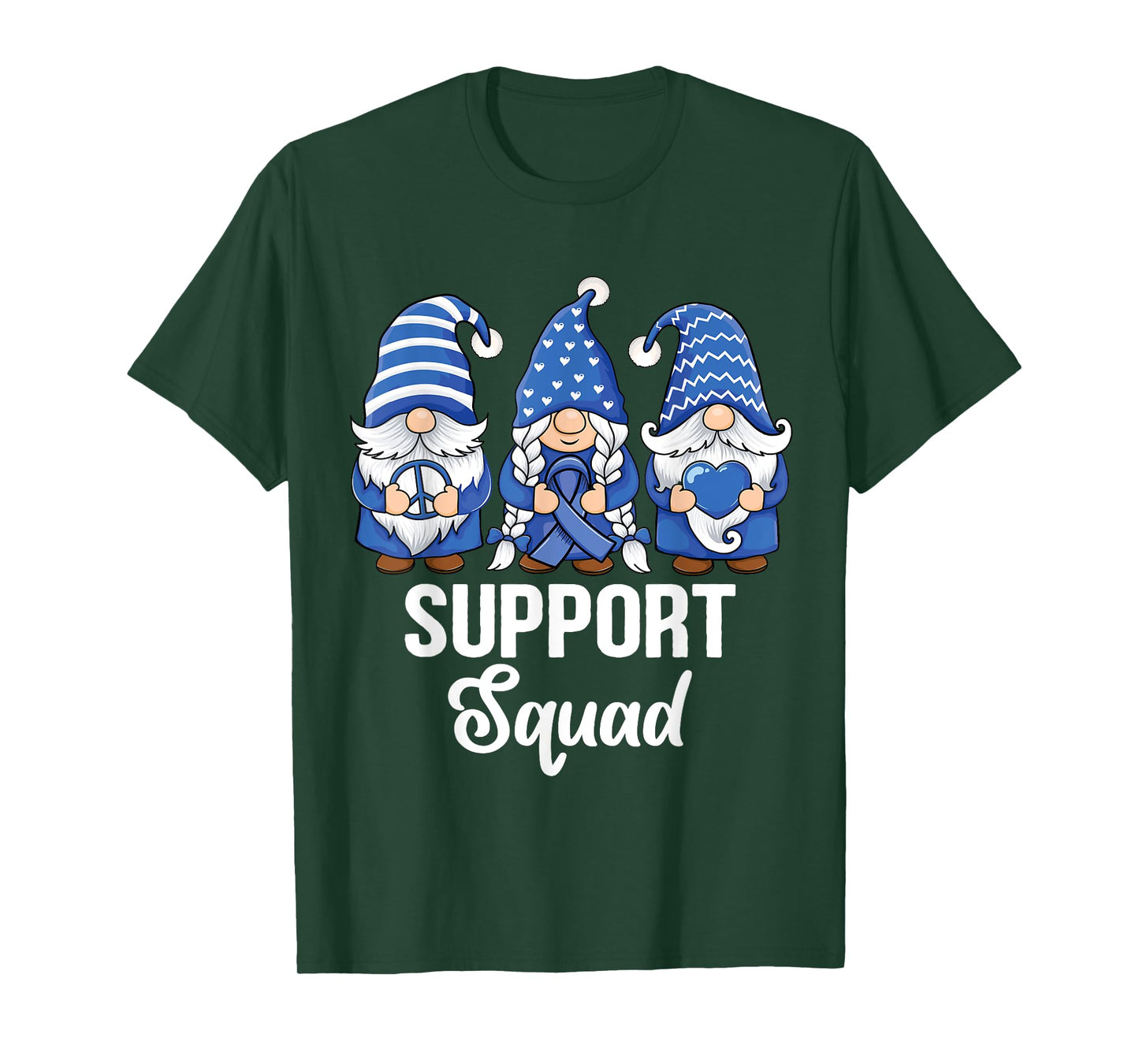 Colon Cancer Support gnomes with ribbon Colorectal Awareness T-Shirt