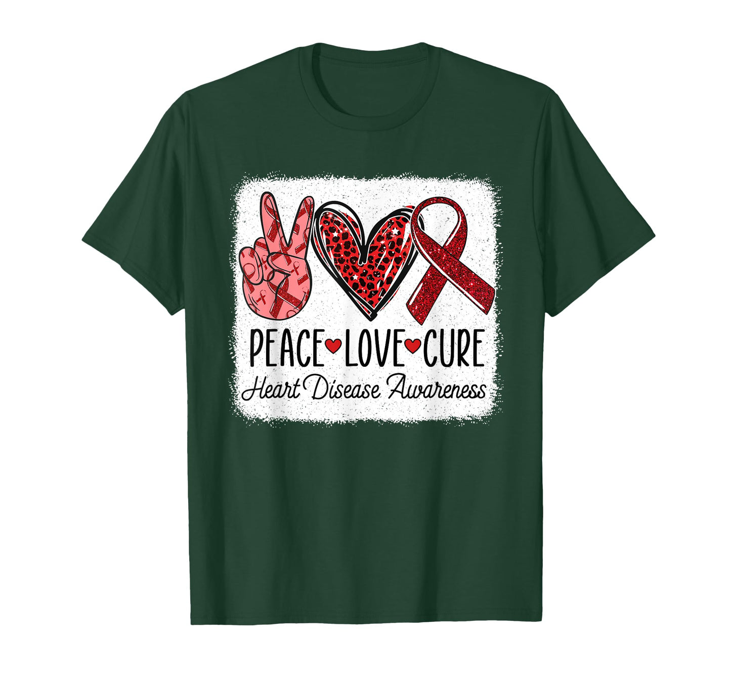 Peace Love Cure Heart Disease Awareness CHD Support Wear Red T-Shirt