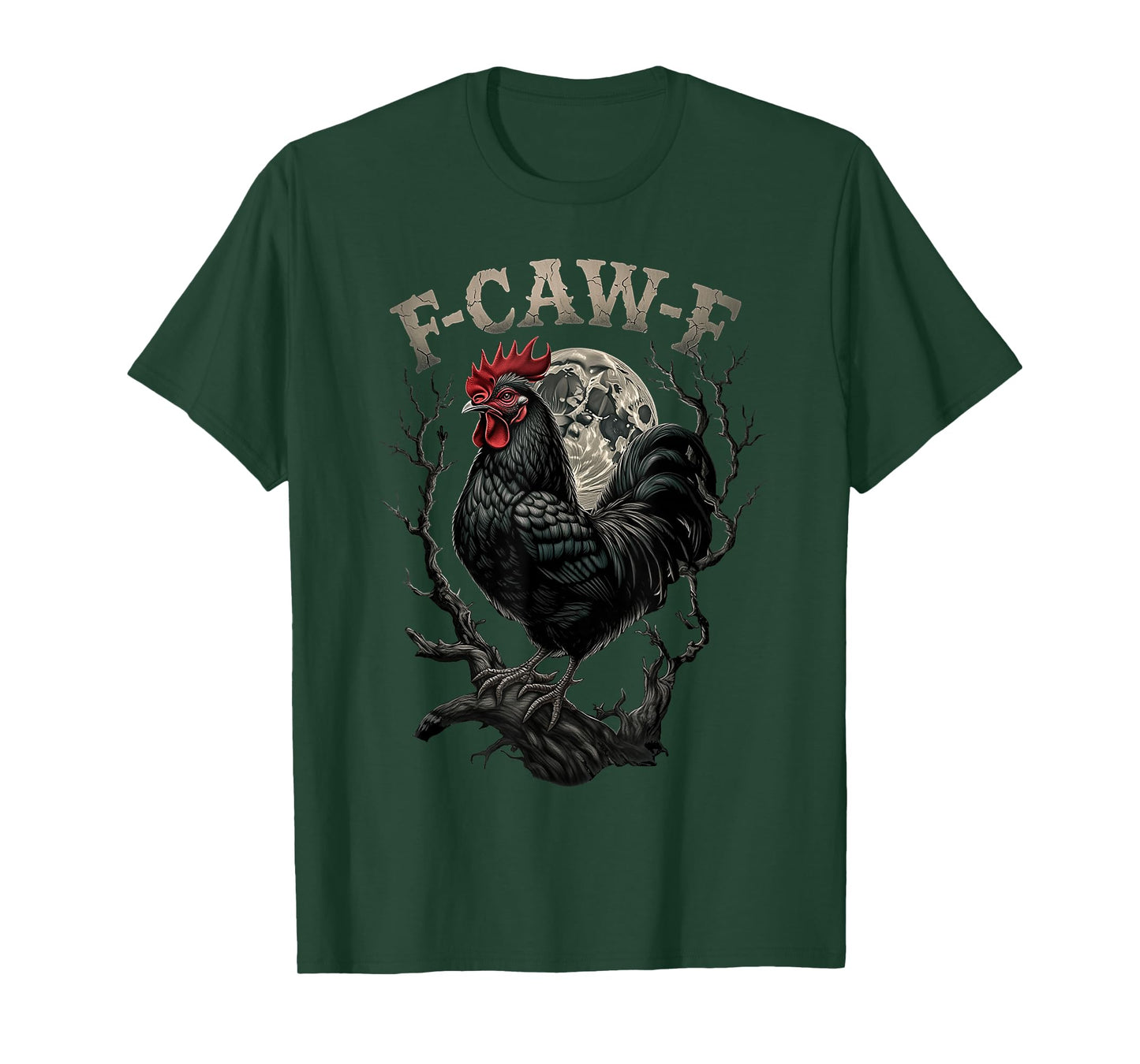 Black Chicken, F-Caw-F Funny Chicken Moon Gothic Adult Humor T-Shirt