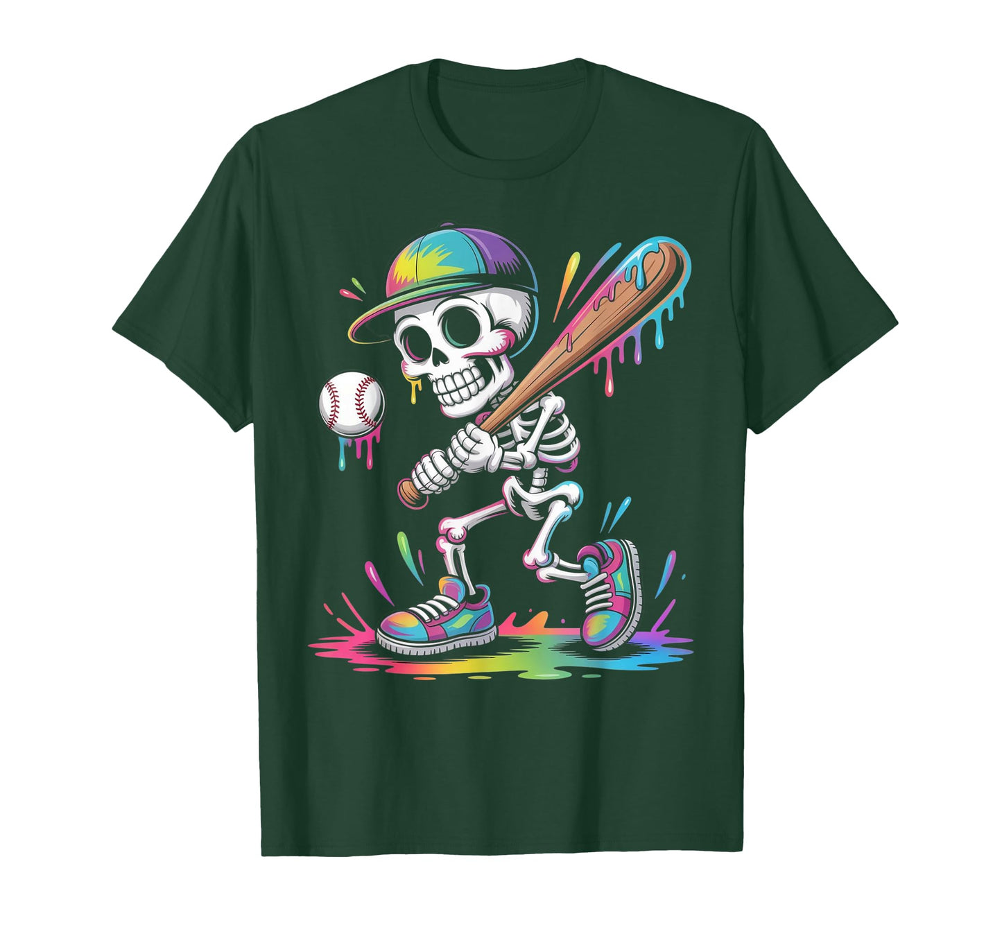 Funny Halloween Drip Baseball Player T-Shirt