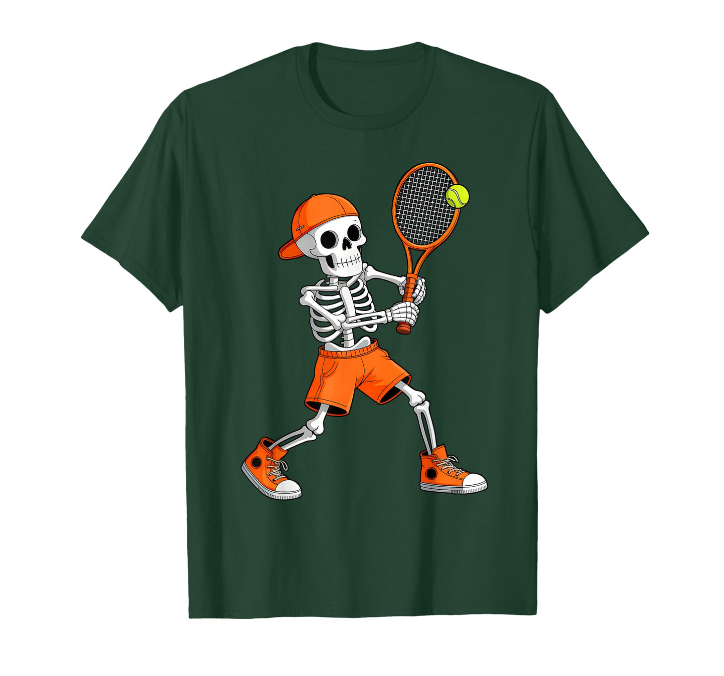 Funny Skeleton Play Tennis Halloween Costume Boys Men Kids T-Shirt